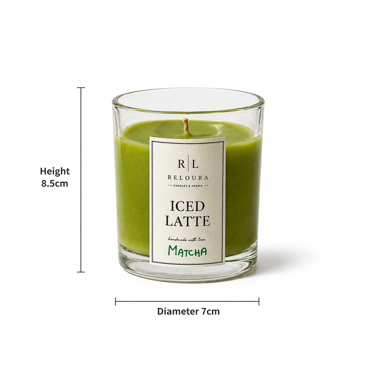RELOURA Iced Latte Matcha Candle – close-up view